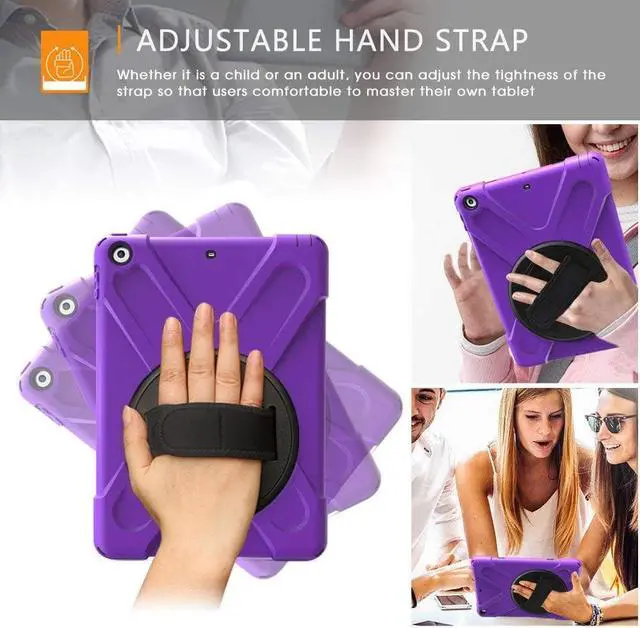 Alt view image 4 of 6 - iPad Air 1st Genearton Case for Kids 2013 | TSQ iPad Air First Generation Case Rugged Shockproof | Three Layer Durable Case w/Stand Hand Shoulder Strap for iPad Air 1 A1474 A1475 A1476 Purple