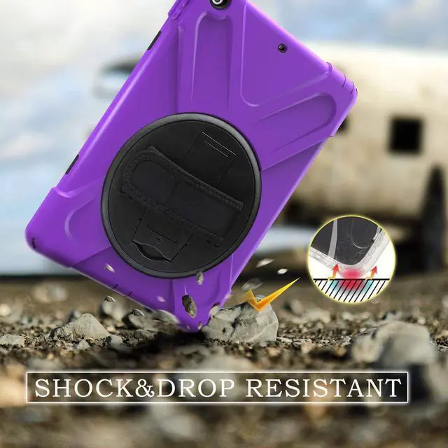 Alt view image 6 of 6 - iPad Air 1st Genearton Case for Kids 2013 | TSQ iPad Air First Generation Case Rugged Shockproof | Three Layer Durable Case w/Stand Hand Shoulder Strap for iPad Air 1 A1474 A1475 A1476 Purple