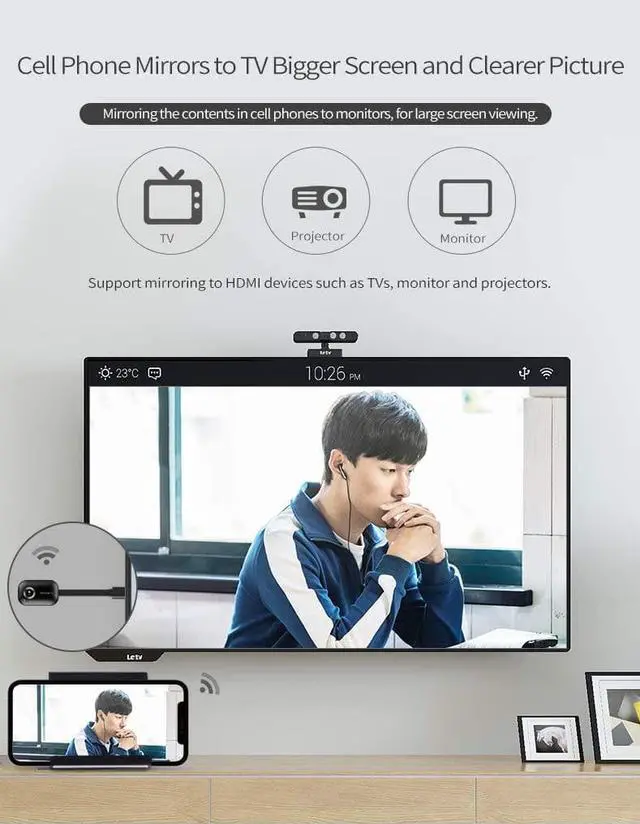 Alt view image 5 of 7 - HDMI Wireless Display Receiver 5G WiFi 4K 1080P Mobile Screen Cast Mirroring Adapter Dongle for iPhone Mac iOS Android to TV Projector Support Miracast Airplay DLNA No Switching (5G+2.4G)