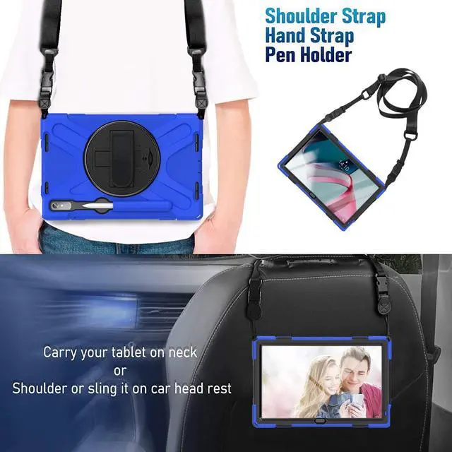 Alt view image 3 of 7 - Case for Lenovo Tab P11 Pro 2nd Gen 11.2 inch 2022 Model TB-132FU TB-138FC with Pencil Holder, Kickstand, Hand & Shoulder Strap Shockproof Protective Cover