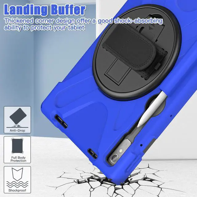 Alt view image 5 of 7 - Case for Lenovo Tab P11 Pro 2nd Gen 11.2 inch 2022 Model TB-132FU TB-138FC with Pencil Holder, Kickstand, Hand & Shoulder Strap Shockproof Protective Cover