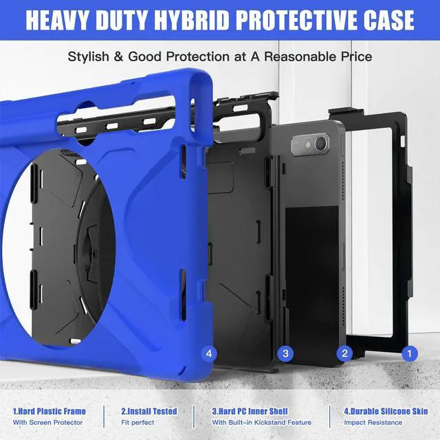 Alt view image 6 of 7 - Case for Lenovo Tab P11 Pro 2nd Gen 11.2 inch 2022 Model TB-132FU TB-138FC with Pencil Holder, Kickstand, Hand & Shoulder Strap Shockproof Protective Cover