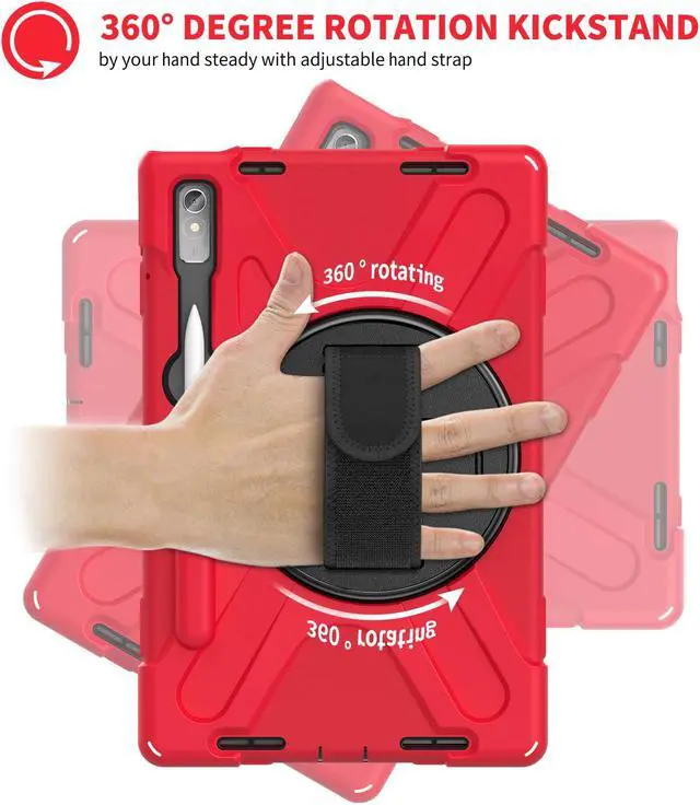 Alt view image 2 of 7 - Case for Lenovo Tab P11 Pro 2nd Gen 11.2 inch 2022 Model TB-132FU TB-138FC with Pencil Holder, Kickstand, Hand & Shoulder Strap Shockproof Protective Cover