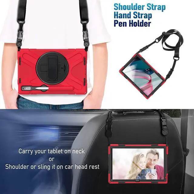 Alt view image 3 of 7 - Case for Lenovo Tab P11 Pro 2nd Gen 11.2 inch 2022 Model TB-132FU TB-138FC with Pencil Holder, Kickstand, Hand & Shoulder Strap Shockproof Protective Cover