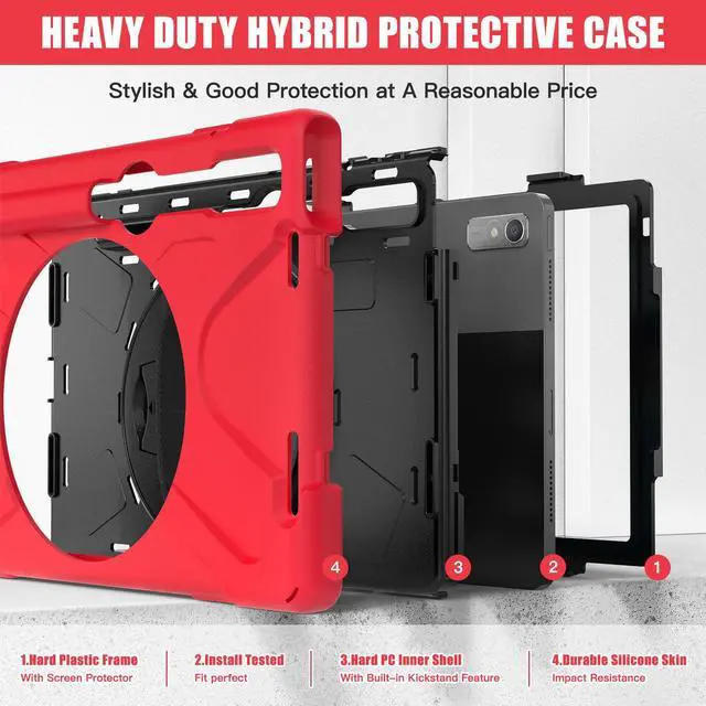 Alt view image 6 of 7 - Case for Lenovo Tab P11 Pro 2nd Gen 11.2 inch 2022 Model TB-132FU TB-138FC with Pencil Holder, Kickstand, Hand & Shoulder Strap Shockproof Protective Cover