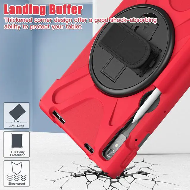 Alt view image 5 of 7 - Case for Lenovo Tab P11 Pro 2nd Gen 11.2 inch 2022 Model TB-132FU TB-138FC with Pencil Holder, Kickstand, Hand & Shoulder Strap Shockproof Protective Cover