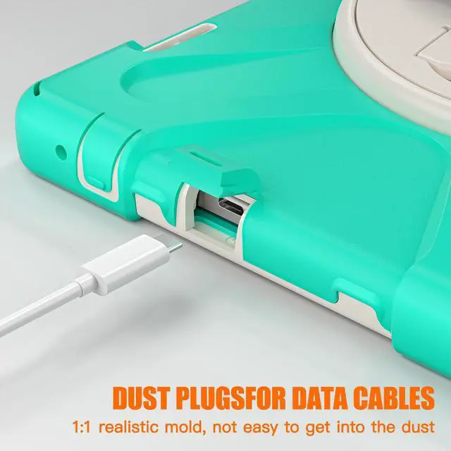 Alt view image 4 of 7 - Case for Lenovo Tab M10 3rd Gen 10.1 inch 2022 Model TB-328FU TB-328XU with Pencil Holder, Kickstand, Hand & Shoulder Strap Shockproof Protective Cover Green