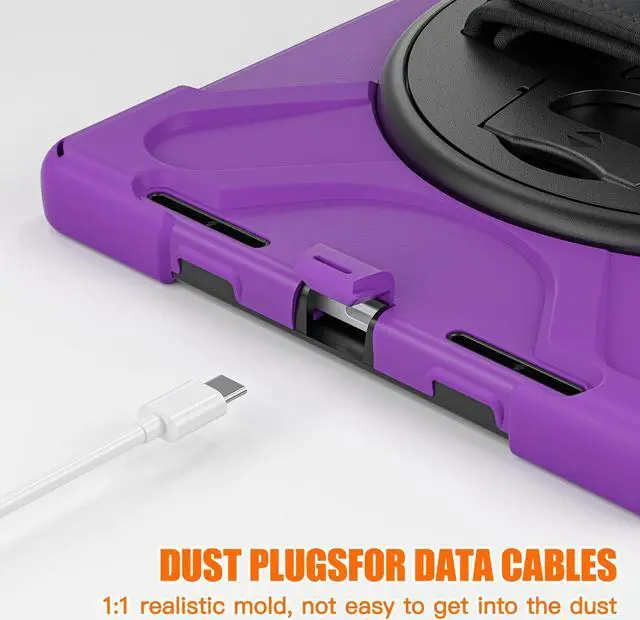 Alt view image 3 of 7 - iPad 10th Generation Case 2022 10.9 Inch Model A2696 A2757 A2777 Shockproof Cover with Pencil Holder Stand Hand Strap Shoulder Belt Purple