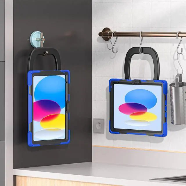 Alt view image 7 of 7 - Case for iPad 10th Generation 2022 10.9 Inch Model A2696 A2757 A2777, Rugged Heavy Duty Shockproo cover with Pencil Holder/360 Degree Kickstand/Hand Grip/Shoulder Strap