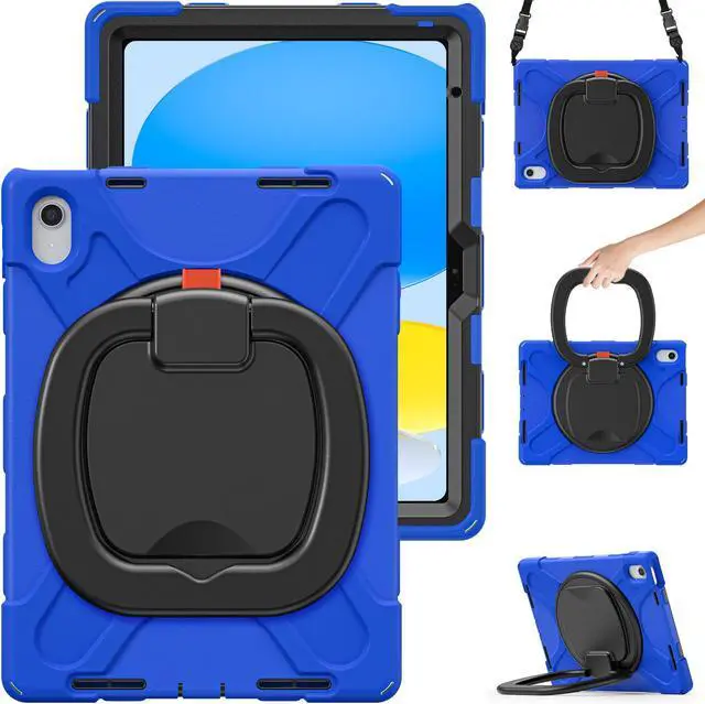 Main image of Case for iPad 10th Generation 2022 10.9 Inch Model A2696 A2757 A2777, Rugged Heavy Duty Shockproo cover with Pencil Holder/360 Degree Kickstand/Hand Grip/Shoulder Strap
