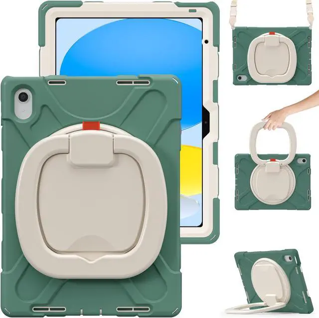 Main image of Case for iPad 10th Generation 2022 10.9 Inch Model A2696 A2757 A2777, Rugged Heavy Duty Shockproo cover with Pencil Holder/360 Degree Kickstand/Hand Grip/Shoulder Strap