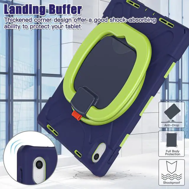Alt view image 4 of 7 - Case for iPad 10th Generation 2022 10.9 Inch Model A2696 A2757 A2777, Rugged Heavy Duty Shockproo cover with Pencil Holder/360 Degree Kickstand/Hand Grip/Shoulder Strap