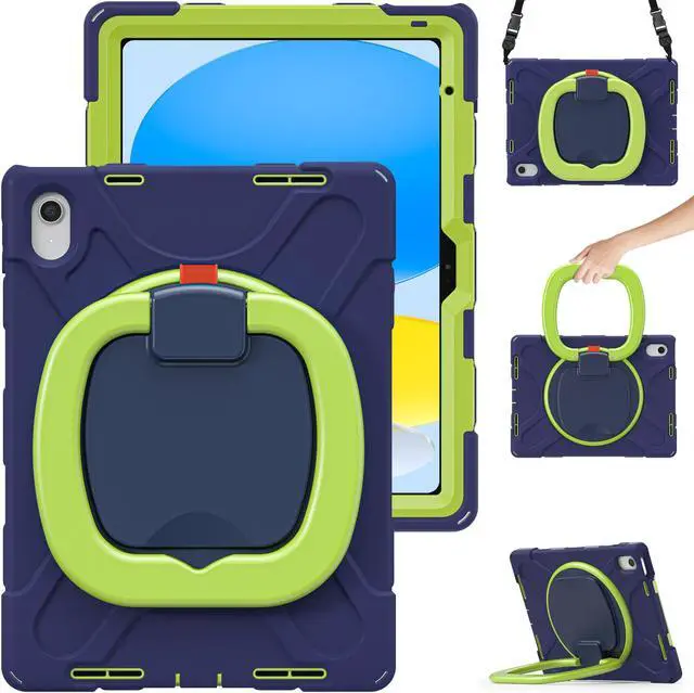 Main image of Case for iPad 10th Generation 2022 10.9 Inch Model A2696 A2757 A2777, Rugged Heavy Duty Shockproo cover with Pencil Holder/360 Degree Kickstand/Hand Grip/Shoulder Strap