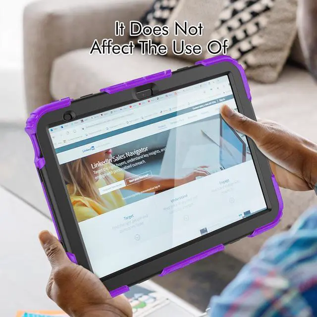 Alt view image 7 of 7 - iPad 10th Generation Case 10.9 inch 2022 Case Heavy Duty Shockproof Rugged Protective Cover with Screen Protector Pencil Holder, Kickstand, Hand/Shoulder Strap Purple