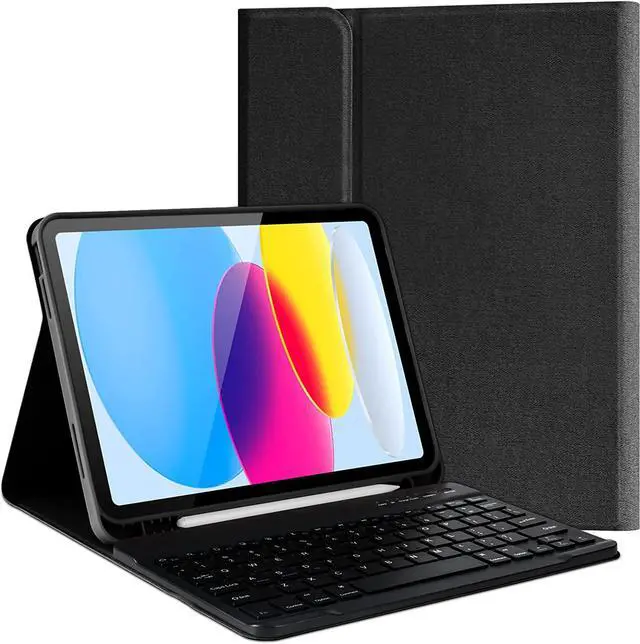 Main image of Keyboard Case for iPad 10th Generation 2022, Model A2696 A2757 A2777 Wireless Detachable Keyboard with Premium Protective Cover with Pencil Holder