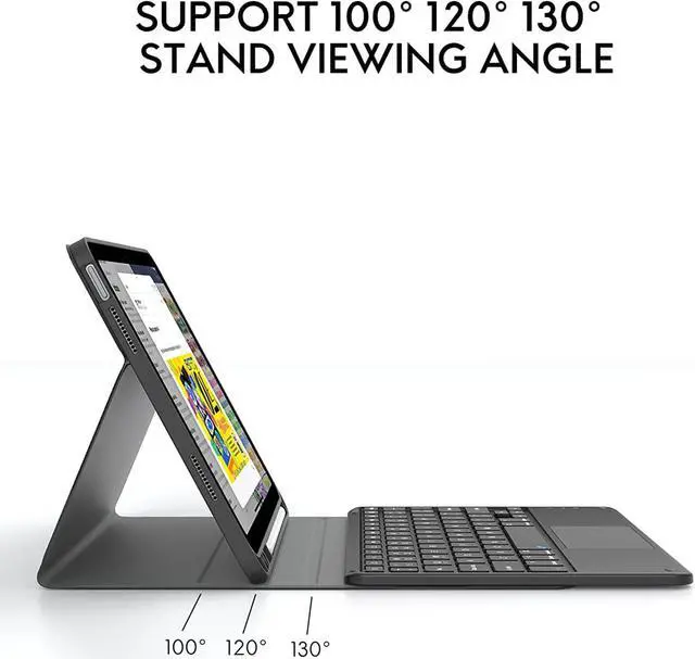 Alt view image 4 of 7 - Touchpad Keyboard Case For iPad 10th Generation 10.9 inch 2022 with 7 Color Backlit, Multi-Touch Trackpad, Flip Stand Cover with Detachable Wireless Keyboard, Pencil Holder