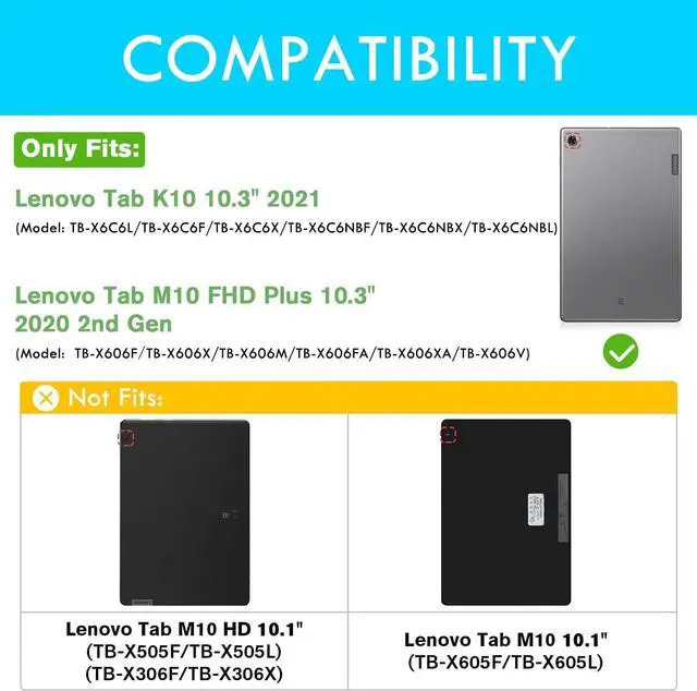 Alt view image 2 of 7 - Case for Lenovo Tab M10 FHD Plus 10.3 inch 2020 2nd Generation / K10, TB-X606F/TB-X606X/TB-X6C6F/TB-X6C6X, Heavy Duty Rugged Drop Resistant Shockproof Cover with Stand/Hand & Shoulder Strap