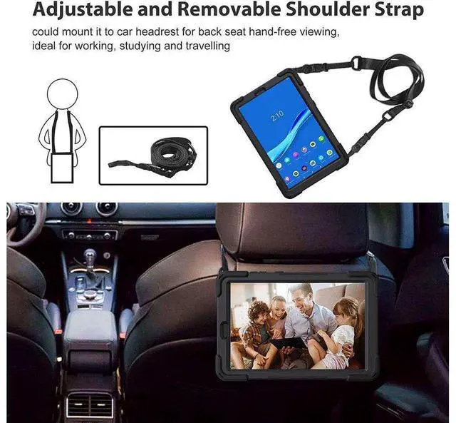 Alt view image 7 of 7 - Case for Lenovo Tab M10 FHD Plus 10.3 inch 2020 2nd Generation / K10, TB-X606F/TB-X606X/TB-X6C6F/TB-X6C6X, Heavy Duty Rugged Drop Resistant Shockproof Cover with Stand/Hand & Shoulder Strap