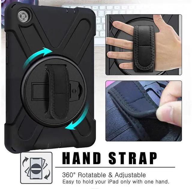 Alt view image 4 of 7 - Case for Lenovo Tab M10 FHD Plus 10.3 inch 2020 2nd Generation / K10, TB-X606F/TB-X606X/TB-X6C6F/TB-X6C6X, Heavy Duty Rugged Drop Resistant Shockproof Cover with Stand/Hand & Shoulder Strap