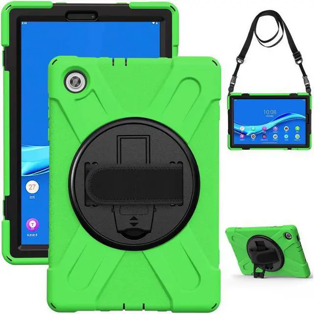 Alt view image 6 of 7 - Case for Lenovo Tab M10 FHD Plus 10.3 inch 2020 2nd Generation / K10, TB-X606F/TB-X606X/TB-X6C6F/TB-X6C6X, Heavy Duty Rugged Drop Resistant Shockproof Cover with Stand/Hand & Shoulder Strap Green