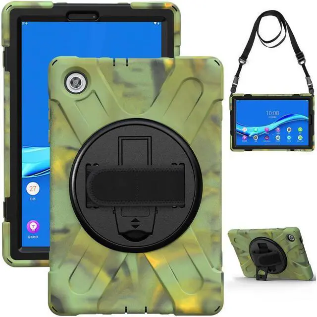 Alt view image 4 of 7 - Case for Lenovo Tab M10 FHD Plus 10.3 inch 2020 2nd Generation / K10, TB-X606F/TB-X606X/TB-X6C6F/TB-X6C6X, Heavy Duty Rugged Drop Resistant Shockproof Cover with Stand/Hand & Shoulder Strap Camo