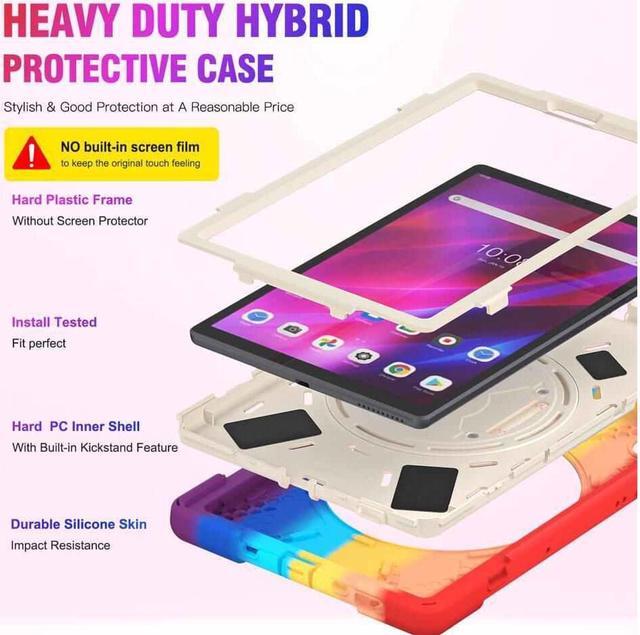 Alt view image 2 of 7 - Case for Lenovo Tab M10 FHD Plus 10.3 inch 2020 2nd Generation / K10, TB-X606F/TB-X606X/TB-X6C6F/TB-X6C6X, Heavy Duty Rugged Drop Resistant Shockproof Cover with Stand/Hand & Shoulder Strap Rainbow