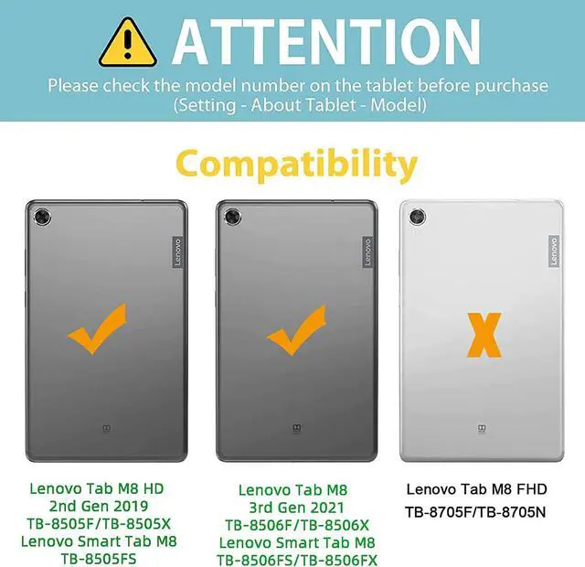 Alt view image 2 of 7 - Case for Lenovo Tab M8 3rd Gen 2021 TB-8506F TB-8506X, Heavy Duty Rugged Cover for Lenovo Tab M8 HD Tablet 2nd Gen 2019 TB-8505F TB-8505X/ Smart Tab M8 TB-8505FS with Shoulder Strap,Stand Orange