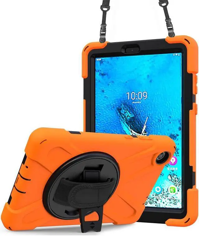 Main image of Case for Lenovo Tab M8 3rd Gen 2021 TB-8506F TB-8506X, Heavy Duty Rugged Cover for Lenovo Tab M8 HD Tablet 2nd Gen 2019 TB-8505F TB-8505X/ Smart Tab M8 TB-8505FS with Shoulder Strap,Stand Orange