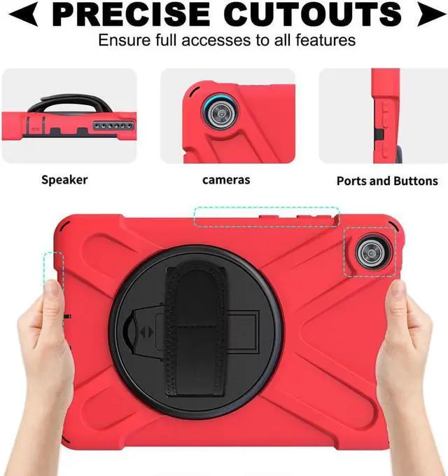 Alt view image 7 of 7 - Case for Lenovo Tab M8 3rd Gen 2021 TB-8506F TB-8506X, Heavy Duty Rugged Cover for Lenovo Tab M8 HD Tablet 2nd Gen 2019 TB-8505F TB-8505X/ Smart Tab M8 TB-8505FS with Shoulder Strap,Stand Red