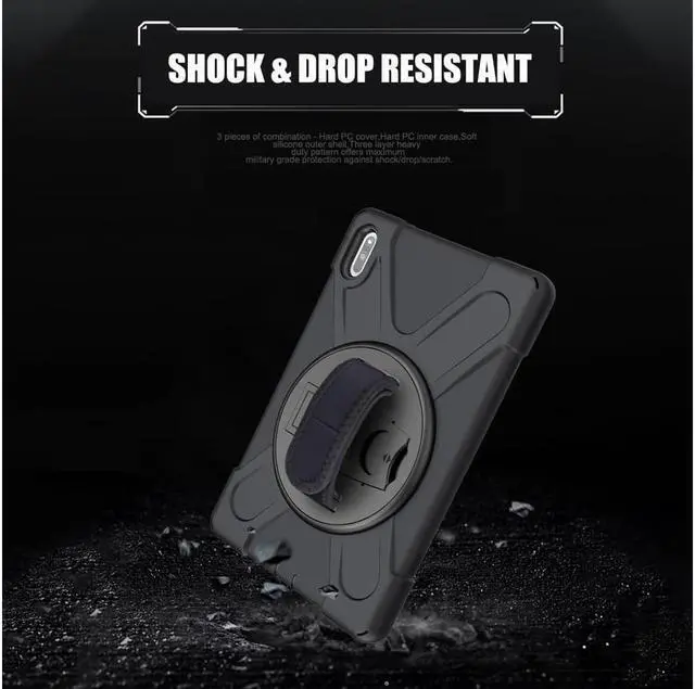 Alt view image 3 of 7 - Huawei MatePad 10.4 inch 2020 2022 Case with Rotating Kickstand / Hand Strap / Shoulder Belt Hybrid Armor Rugged Heavy Duty Shockproof Cover