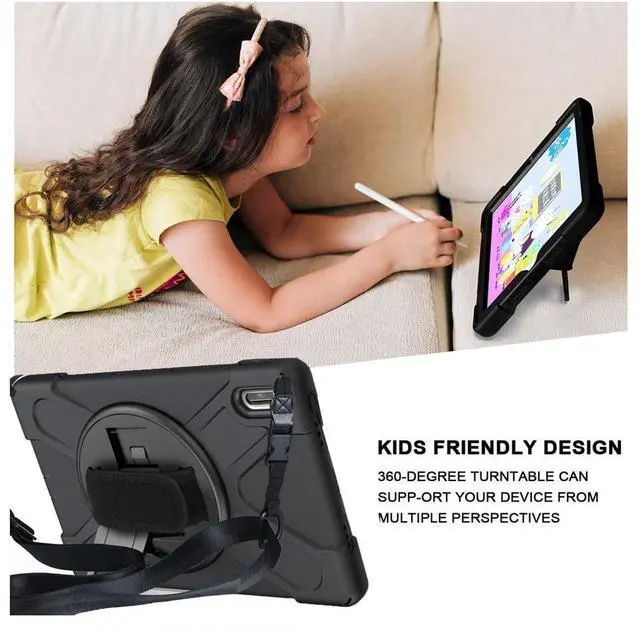 Alt view image 5 of 7 - Huawei MatePad 10.4 inch 2020 2022 Case with Rotating Kickstand / Hand Strap / Shoulder Belt Hybrid Armor Rugged Heavy Duty Shockproof Cover