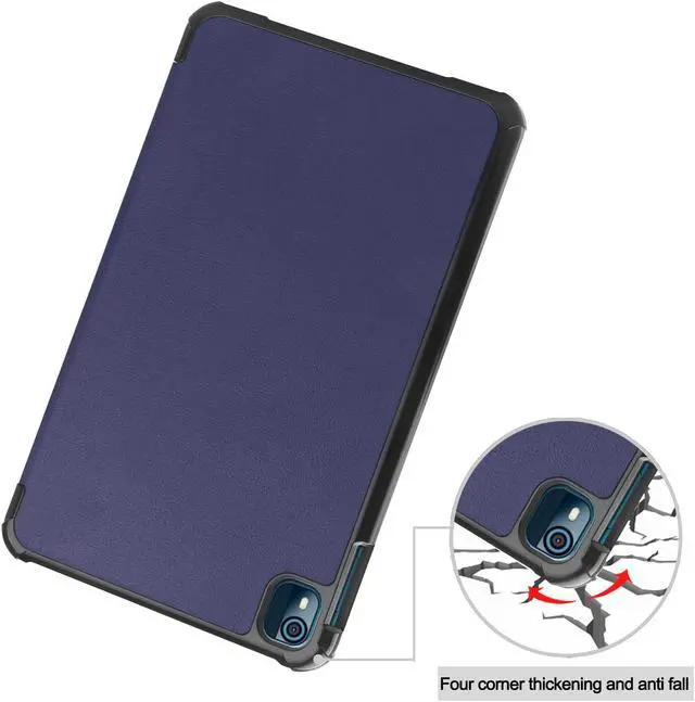 Alt view image 6 of 7 - Nokia T10 Tablet Case 8.0 Inch 2022, Trifold Slim Smart Stand Cover Hard Shell for 8.0" Nokia Tablet T10 2022 Release with Universal Stylus Pen Blue
