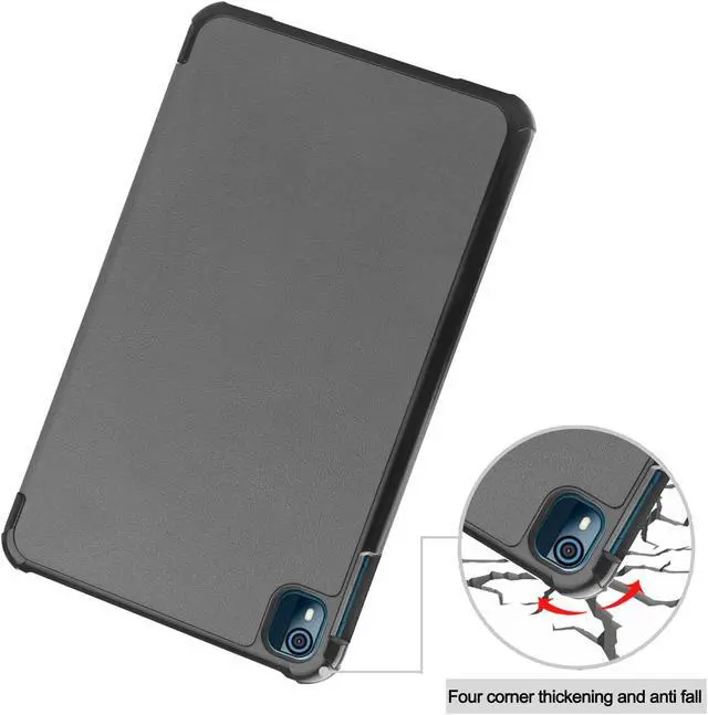 Alt view image 6 of 7 - Nokia T10 Tablet Case 8.0 Inch 2022, Trifold Slim Smart Stand Cover Hard Shell for 8.0" Nokia Tablet T10 2022 Release with Universal Stylus Pen Gray