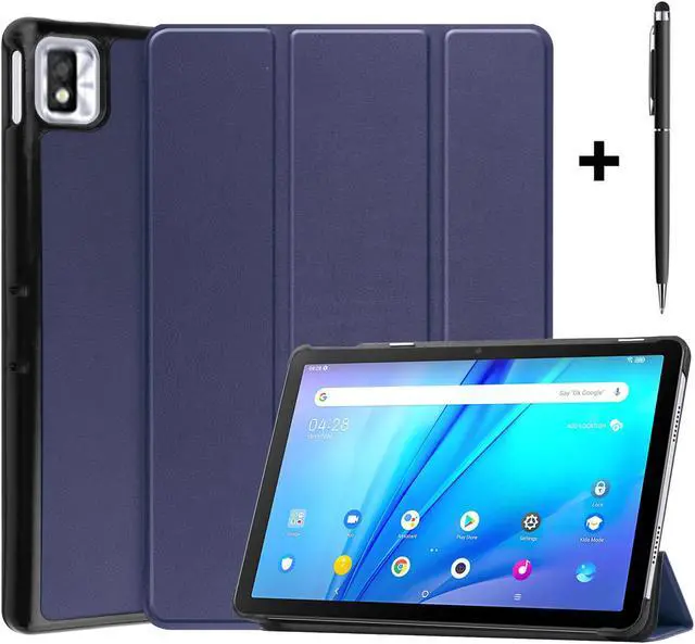 Main image of TCL Tab 10s 10.1 inch 9080G Case 2021, Trifold Slim Smart Stand Cover Hard Shell for 8.0" Nokia Tablet T10 2022 Release with Universal Stylus Pen Blue