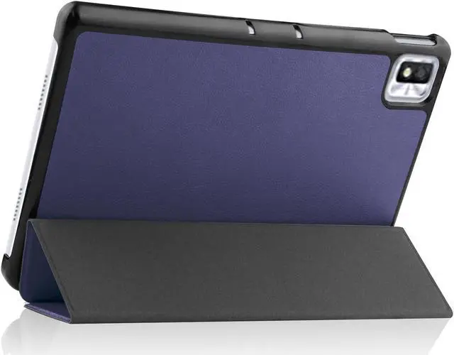 Alt view image 4 of 7 - TCL Tab 10s 10.1 inch 9080G Case 2021, Trifold Slim Smart Stand Cover Hard Shell for 8.0" Nokia Tablet T10 2022 Release with Universal Stylus Pen Blue