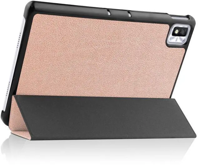 Alt view image 4 of 7 - TCL Tab 10s 10.1 inch 9080G Case 2021, Trifold Slim Smart Stand Cover Hard Shell for 8.0" Nokia Tablet T10 2022 Release with Universal Stylus Pen Rose Gold