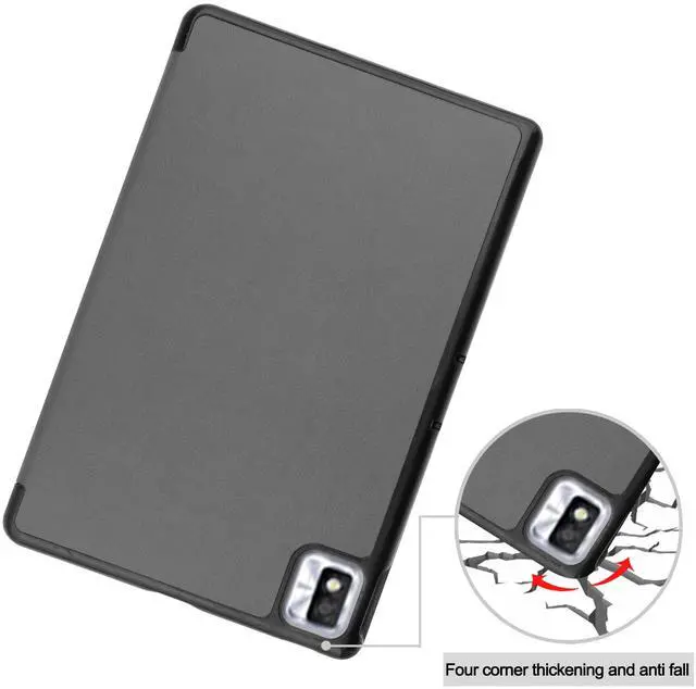 Alt view image 7 of 7 - TCL Tab 10s 10.1 inch 9080G Case 2021, Trifold Slim Smart Stand Cover Hard Shell for 8.0" Nokia Tablet T10 2022 Release with Universal Stylus Pen Gray