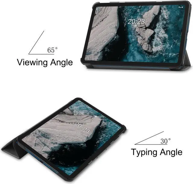 Alt view image 4 of 7 - Nokia T20 Tablet Case 10.36 Inch 2021, Slim Light Trifold Stand Hard Shell Smart Cover for 10.36" Nokia T20 Tablet TA-1392 TA-13797 TA-1394 2021 with Universal Stylus Pen Blue Grey