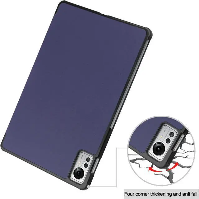 Alt view image 7 of 7 - Case for Xiaomi Pad 5 Pro 12.4 inch 2022, Tri fold Slim Lightweight Hard Shell Smart Protective Cover with Multi-Angle Stand, Universal Stylus Pen Blue