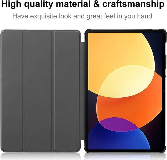 Alt view image 7 of 7 - Case for Xiaomi Pad 5 Pro 12.4 inch 2022, Tri fold Slim Lightweight Hard Shell Smart Protective Cover with Multi-Angle Stand, Universal Stylus Pen Dark Green