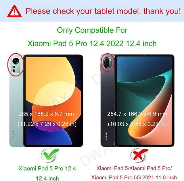 Alt view image 2 of 7 - Case for Xiaomi Pad 5 Pro 12.4 inch 2022, Tri fold Slim Lightweight Hard Shell Smart Protective Cover with Multi-Angle Stand, Universal Stylus Pen Dark Green