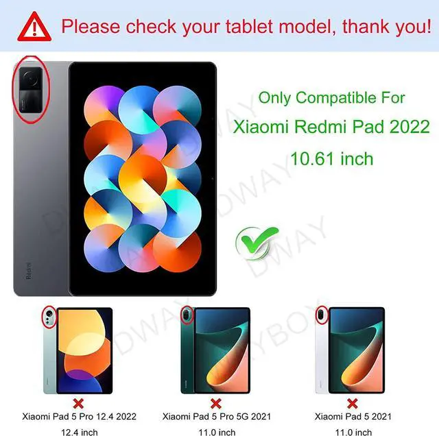 Alt view image 2 of 7 - Case for Xiaomi Redmi Pad 10.61 inch 2022, Tri fold Slim Auto Wake Lightweight Hard Shell Smart Protective Stand Cover with Universal Stylus Pen