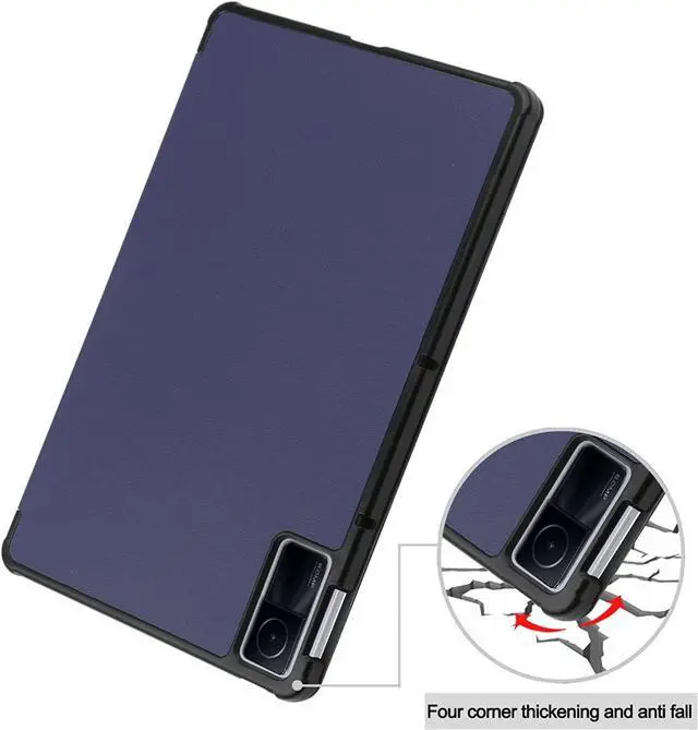 Alt view image 7 of 7 - Case for Xiaomi Redmi Pad 10.61 inch 2022, Tri fold Slim Auto Wake Lightweight Hard Shell Smart Protective Stand Cover with Universal Stylus Pen Blue