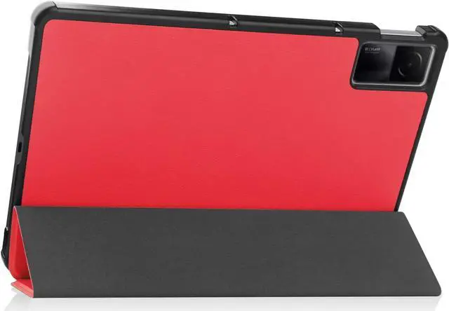 Alt view image 5 of 7 - Case for Xiaomi Redmi Pad 10.61 inch 2022, Tri fold Slim Auto Wake Lightweight Hard Shell Smart Protective Stand Cover with Universal Stylus Pen Red