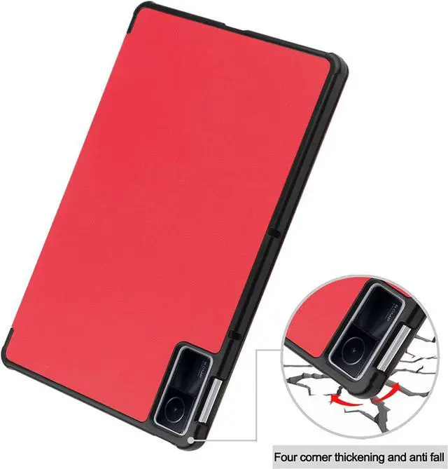 Alt view image 7 of 7 - Case for Xiaomi Redmi Pad 10.61 inch 2022, Tri fold Slim Auto Wake Lightweight Hard Shell Smart Protective Stand Cover with Universal Stylus Pen Red
