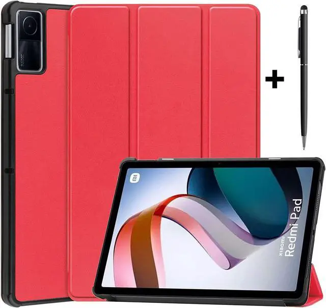 Main image of Case for Xiaomi Redmi Pad 10.61 inch 2022, Tri fold Slim Auto Wake Lightweight Hard Shell Smart Protective Stand Cover with Universal Stylus Pen Red