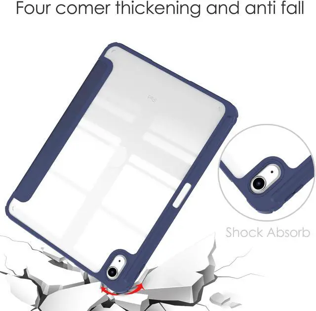 Alt view image 6 of 7 - Case for New iPad 10th Generation 10.9 Inch 2022 with Pencil Holder / Universal Stylus Pen, Hybrid Slim Tri-fold Protective Stand Cover Smart Shell with Clear Back, Auto Wake/Sleep