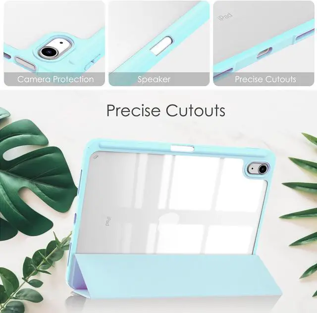 Alt view image 3 of 7 - Case for New iPad 10th Generation 10.9 Inch 2022 with Pencil Holder / Universal Stylus Pen, Hybrid Slim Tri-fold Protective Stand Cover Smart Shell with Clear Back, Auto Wake/Sleep