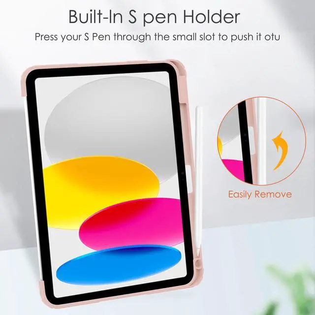 Alt view image 7 of 7 - Case for New iPad 10th Generation 10.9 Inch 2022 with Pencil Holder / Universal Stylus Pen, Hybrid Slim Tri-fold Protective Stand Cover Smart Shell with Clear Back, Auto Wake/Sleep
