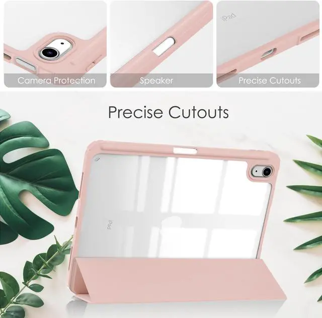 Alt view image 3 of 7 - Case for New iPad 10th Generation 10.9 Inch 2022 with Pencil Holder / Universal Stylus Pen, Hybrid Slim Tri-fold Protective Stand Cover Smart Shell with Clear Back, Auto Wake/Sleep